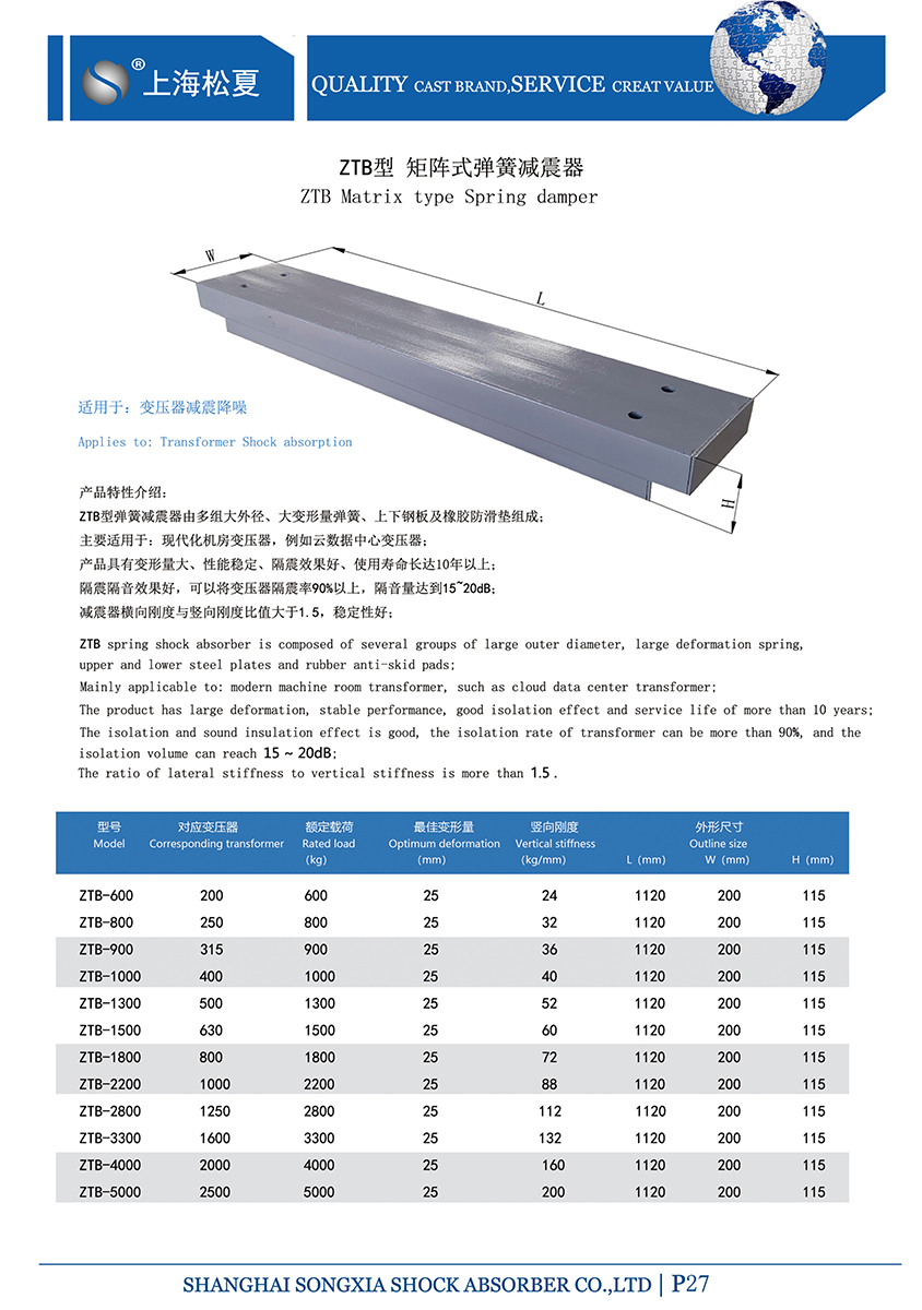 矩陣式<a href='http://www.jshnzg.com' target='_blank'><u>彈簧減震器</u></a>-變壓器專(zhuān)用